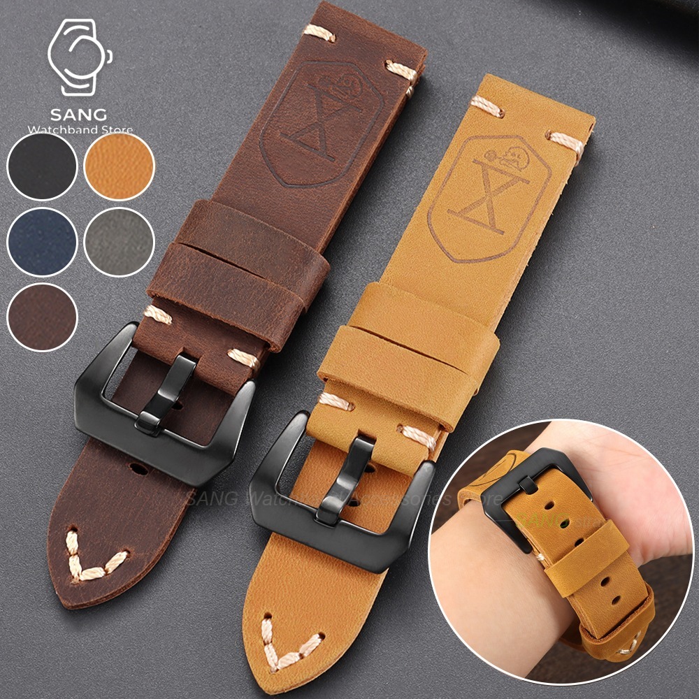 Leather Watch Band Men - 20mm 22mm 24mm 26mm Cowhide Leather