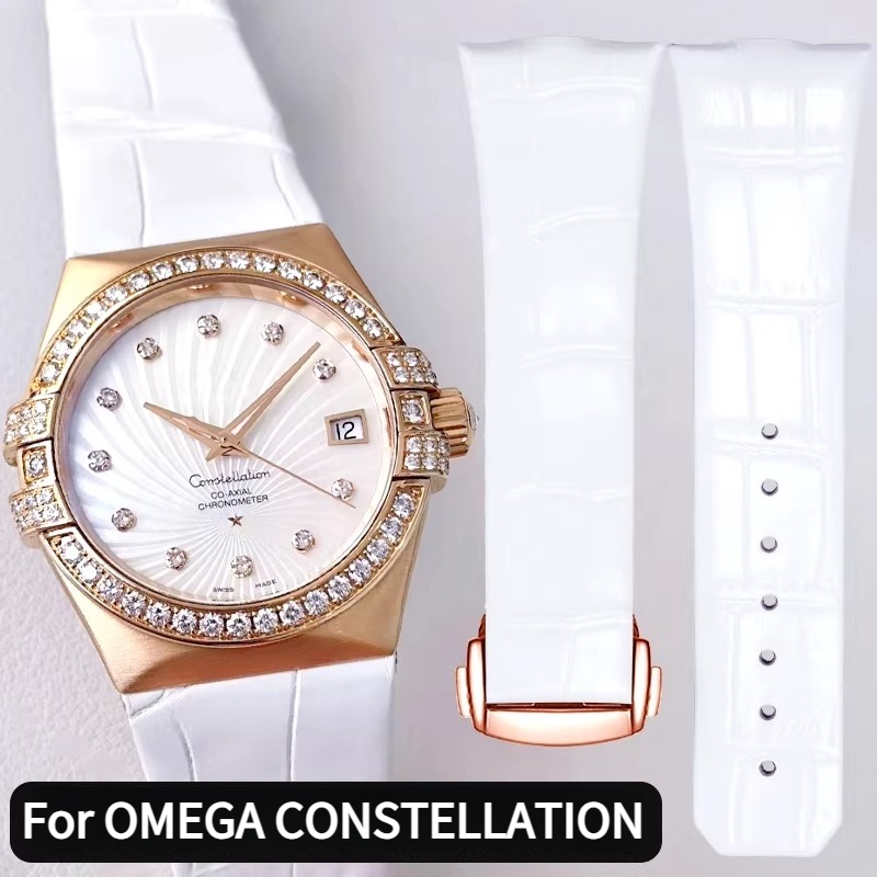 Curved leather watch strap wom - Omega Watch Constellation review and price