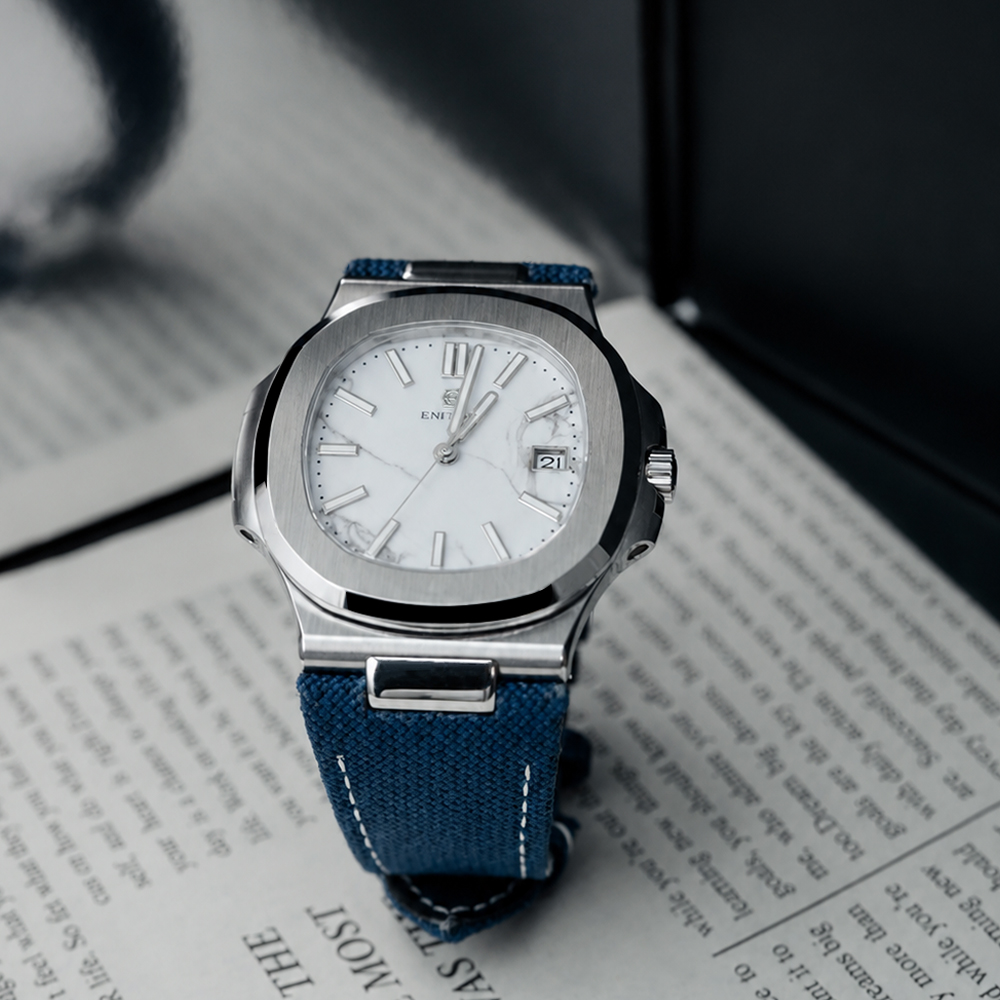 ENITON 38mm Stone Dial Composi - Canvas Strap Watch review and price