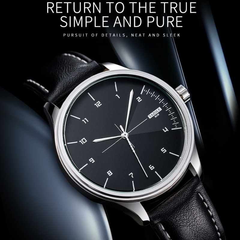 Top Brand YAZOLE Quartz Watche - Leather Watch Band Men review and price